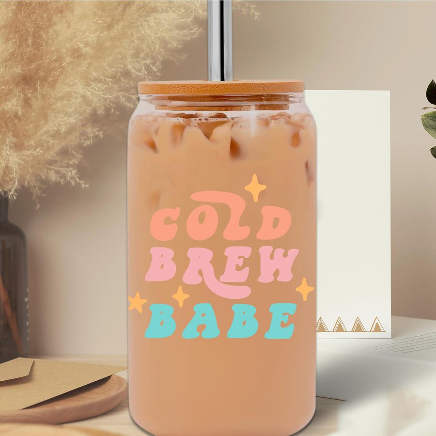 Cold Brew Babe Glass Can Tumbler