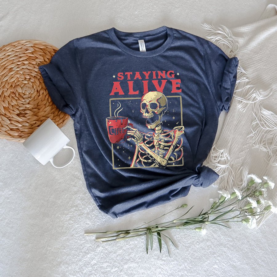 Staying Alive Skull Unisex T-shirt