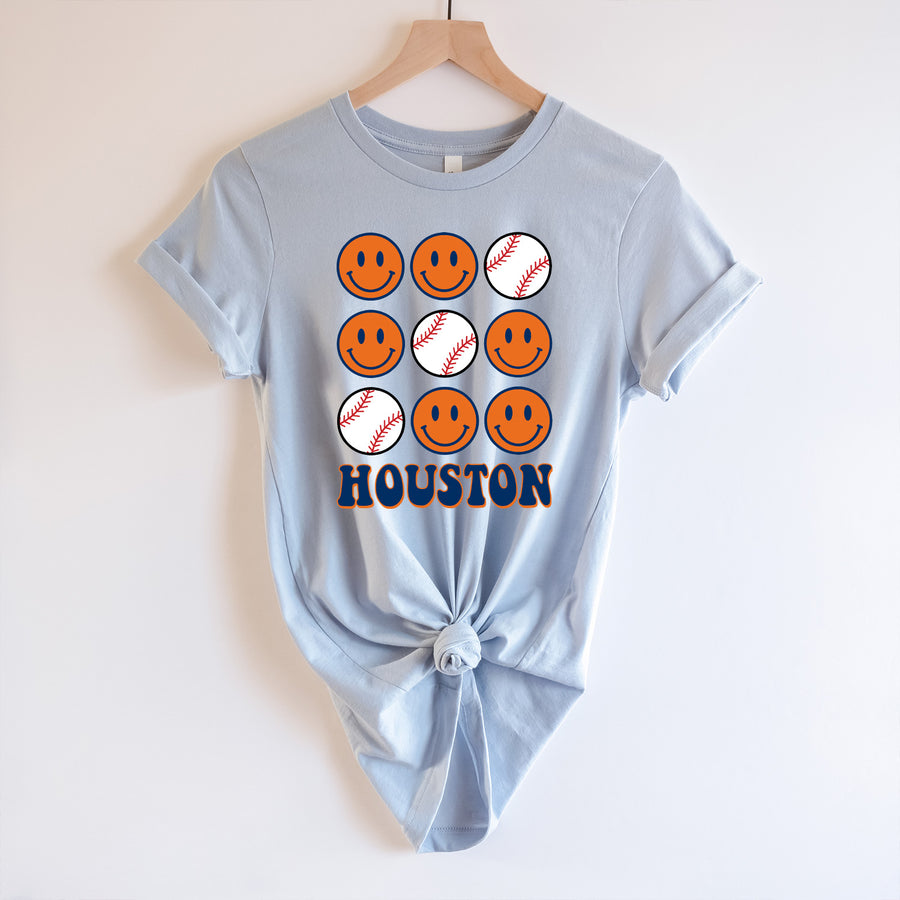 Houston Smiley Face Baseball T-shirt