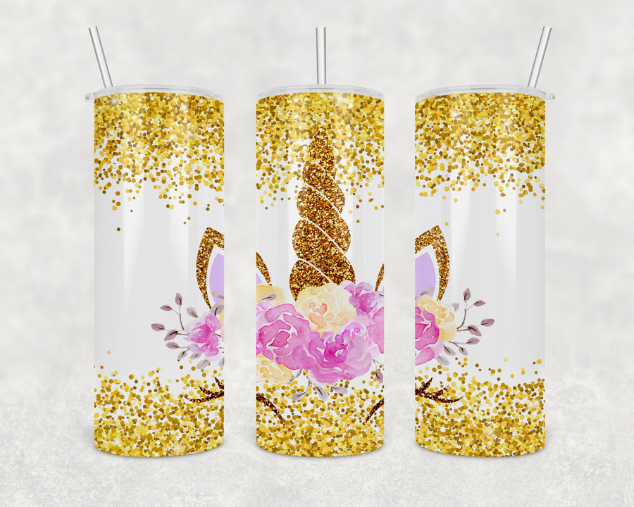 Glitter Unicorn Skinny Tumbler