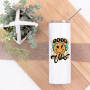 Funky Good Vibes Only Skinny Tumbler