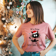 Everything is Fine Christmas Cat Unisex T-shirt