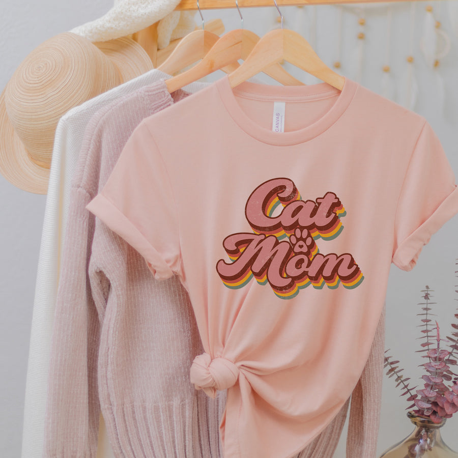 Retro Cat Mom T-shirt