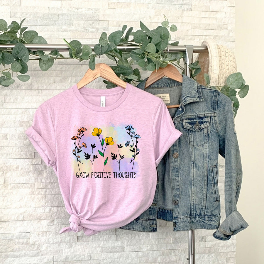 Watercolor Grow Positive Thoughts T-shirt