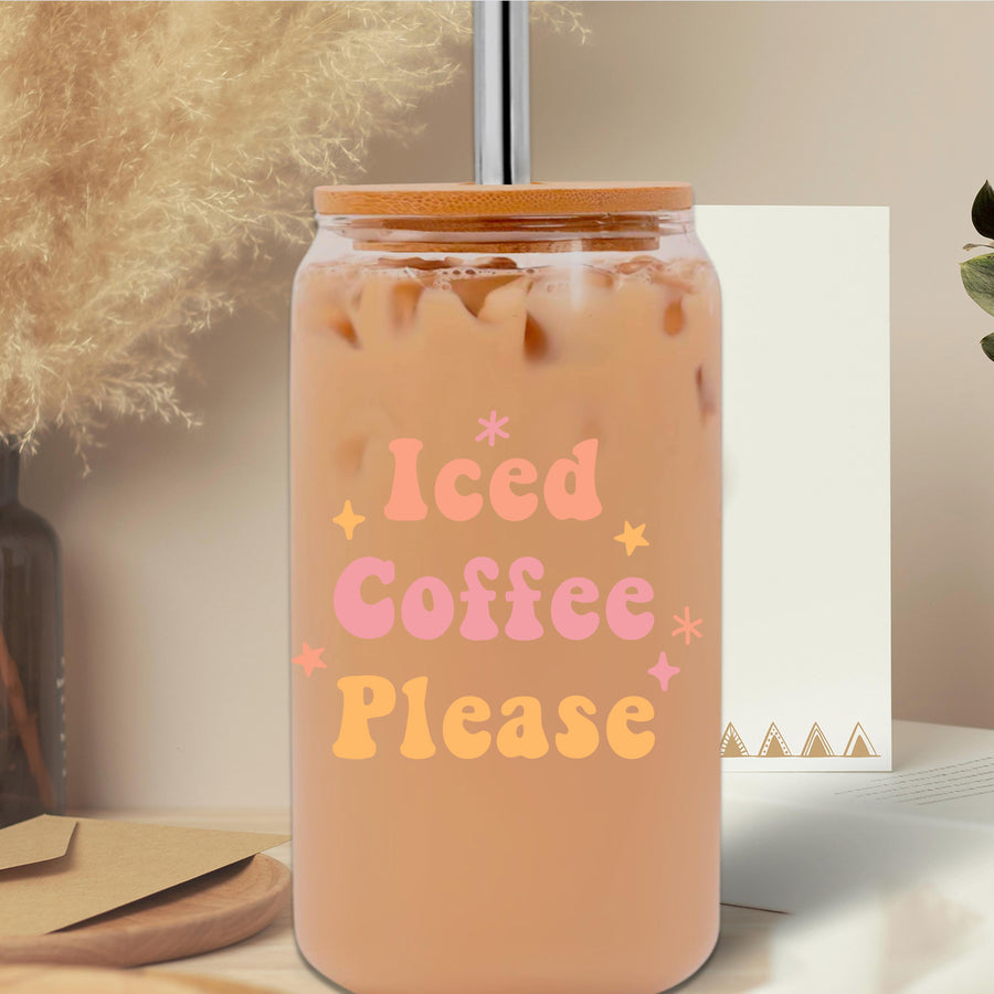Iced Coffee Please Glass Can Tumbler