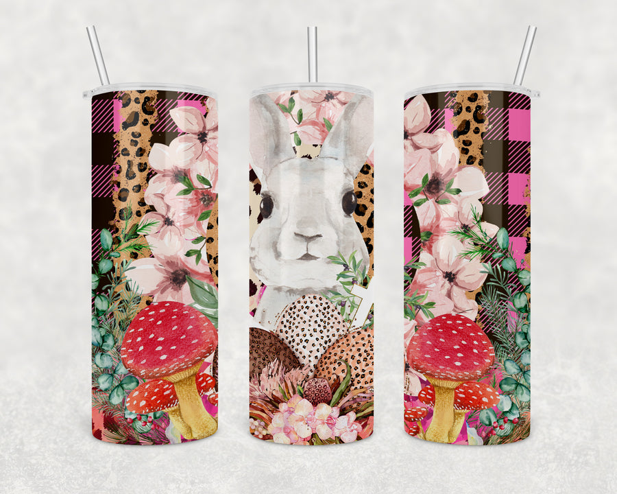 Leopard Plaid Happy Easter 20oz Skinny Tumbler