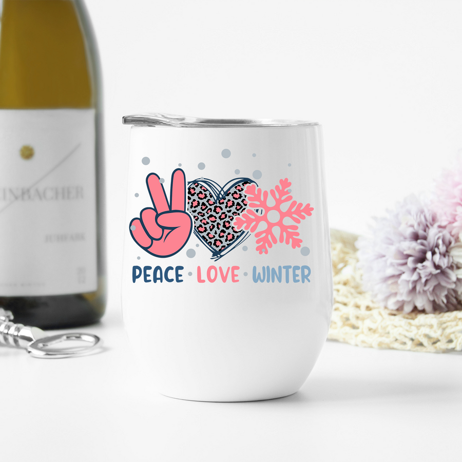 Peace Love Winter Wine Tumbler