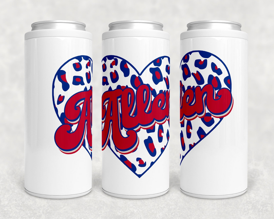 Allen Leopard Heart Skinny Can Cooler - Buffalo