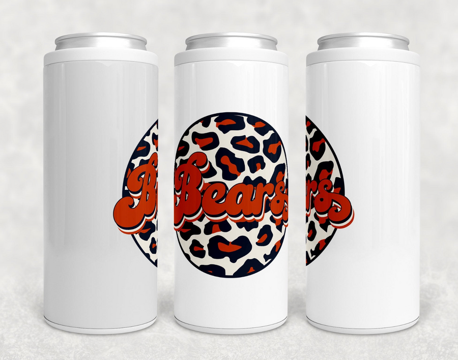 Bears Leopard Skinny Can Cooler