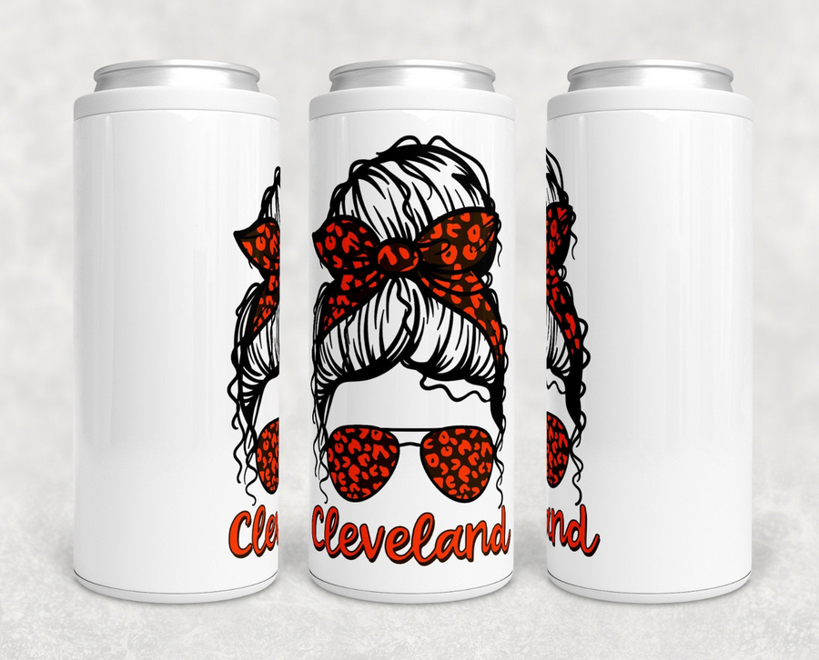 Cleveland Messy Bun Skinny Can Cooler - Browns