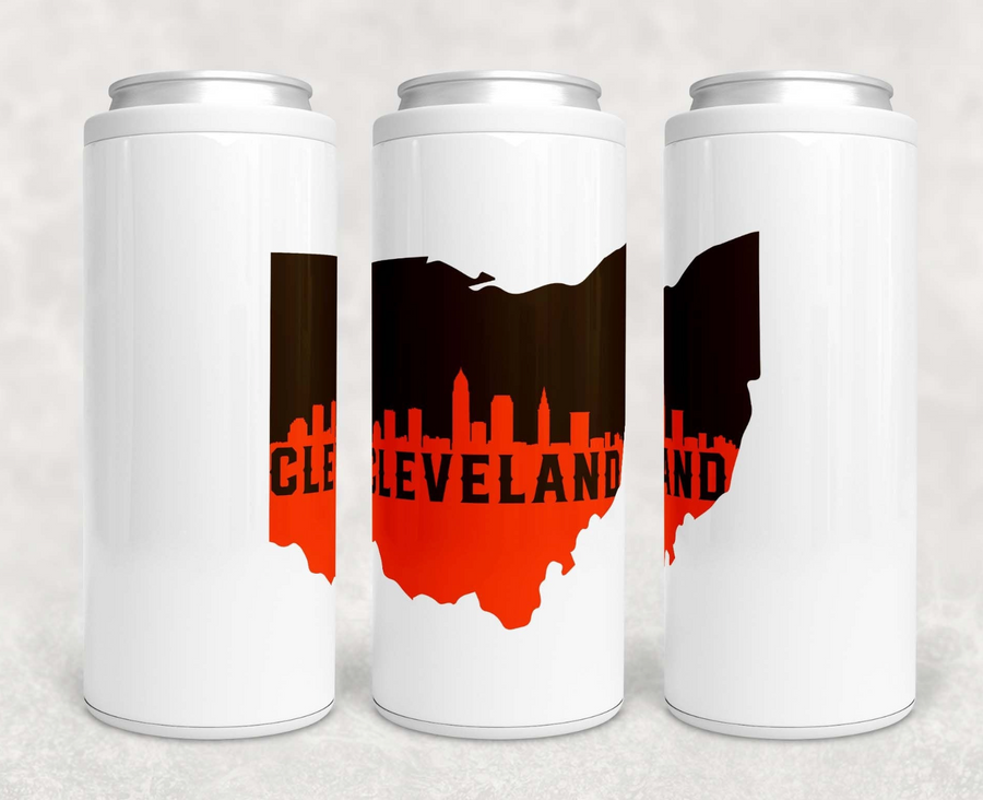 Cleveland Skyline Skinny Can Cooler - Browns
