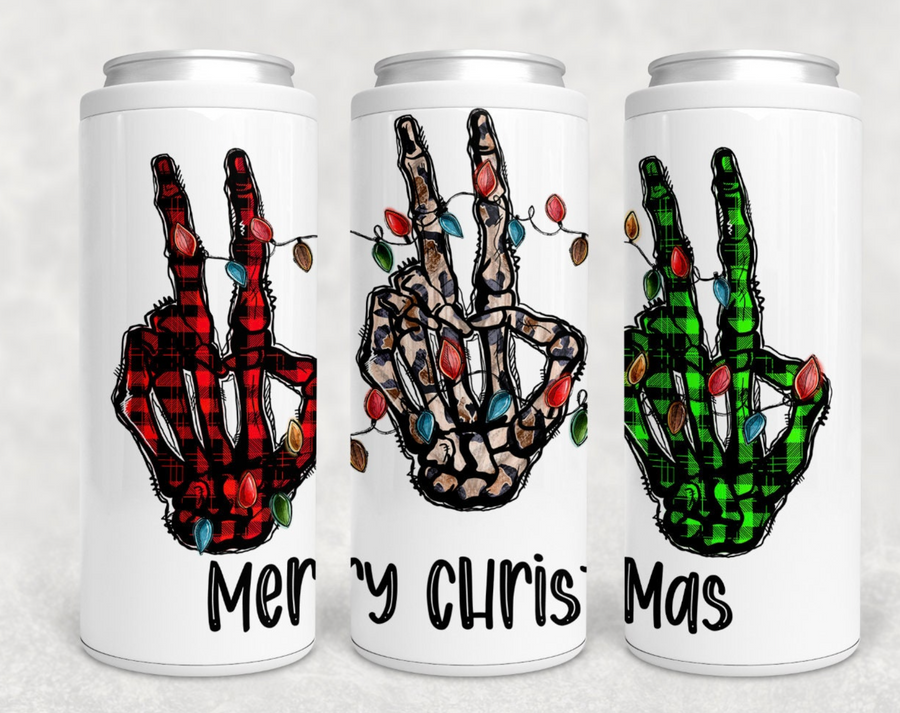 Plaid Christmas Gnomes Skinny Can Cooler