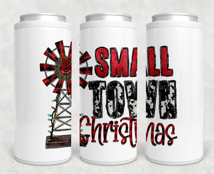 Small Town Christmas Skinny Can Cooler