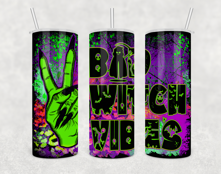 Neon Bad Witch Vibes 20oz Skinny Tumbler