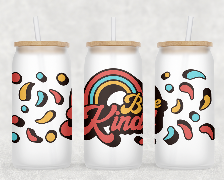 Retro Be Kind Glass Can Tumbler