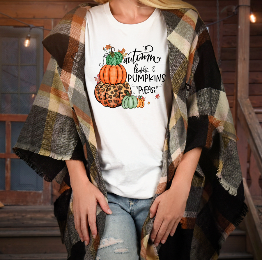 Autumn Leaves and Pumpkins Please Unisex T-shirt