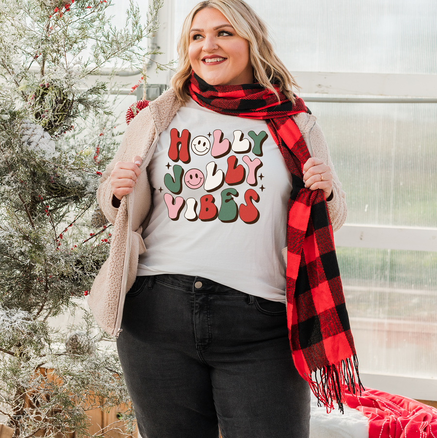 Retro Holly Jolly Vibes Unisex T-shirt