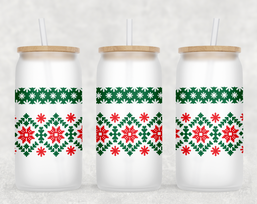 Christmas Sweater Glass Can Tumbler