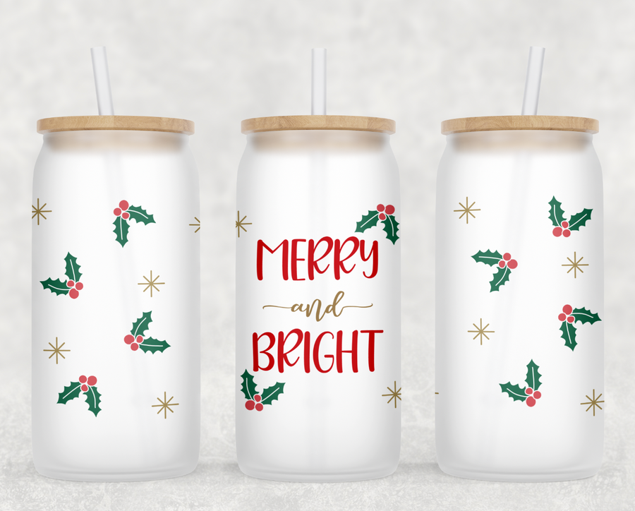 Merry and Bright Glass Can Tumbler