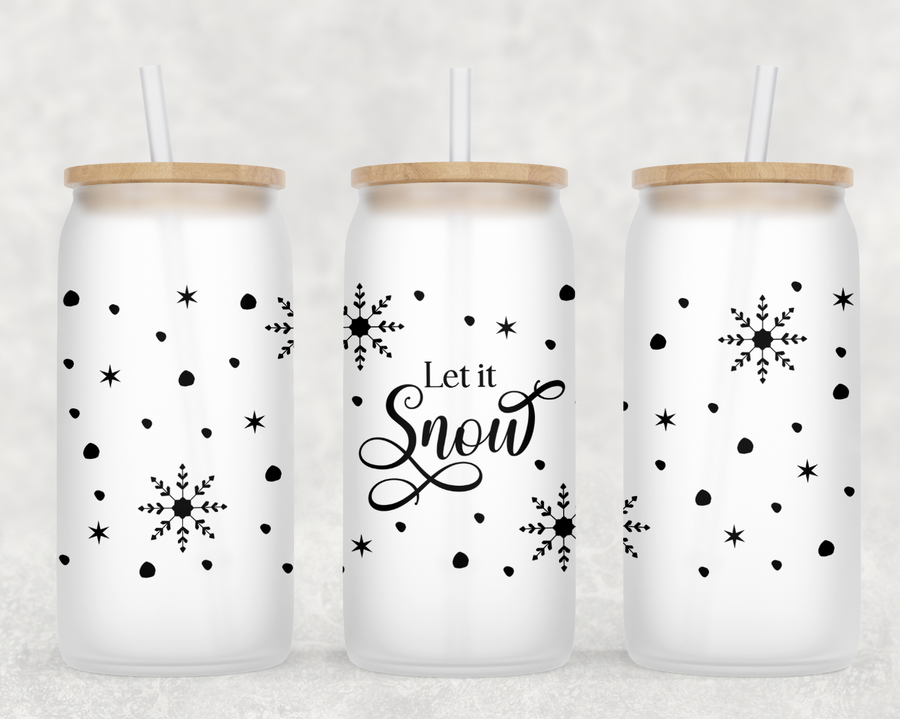 Let It Snow Glass Can Tumbler
