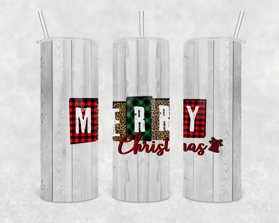 Rustic Merry Christmas 20oz Skinny Tumbler