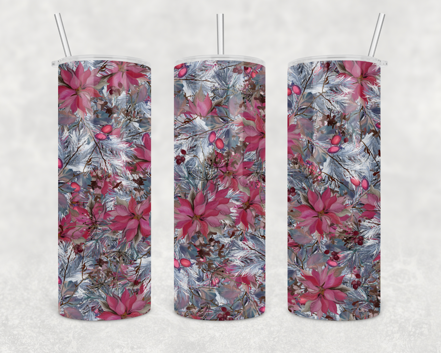 Christmas Flowers 20oz Skinny Tumbler