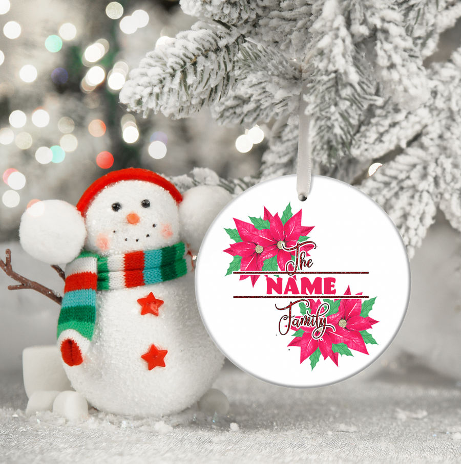Custom Poinsettia Family - Holiday Ornament
