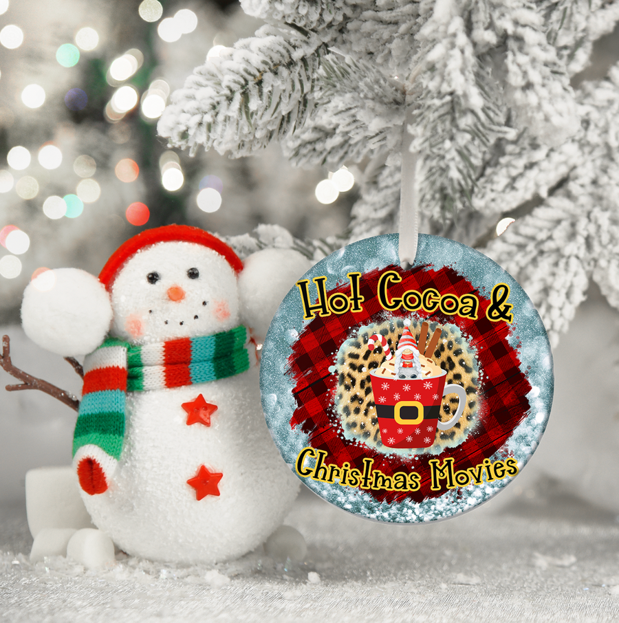 Hot Cocoa and Christmas Movies - Holiday Ornament