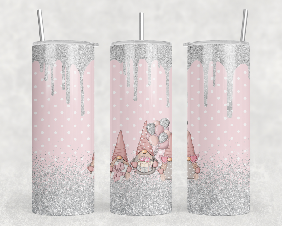 Pink Christmas Gnomes 20oz Skinny Tumbler