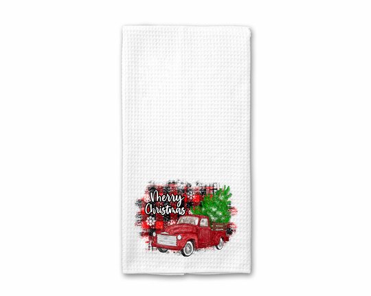 Plaid Christmas Truck Kitchen Towel