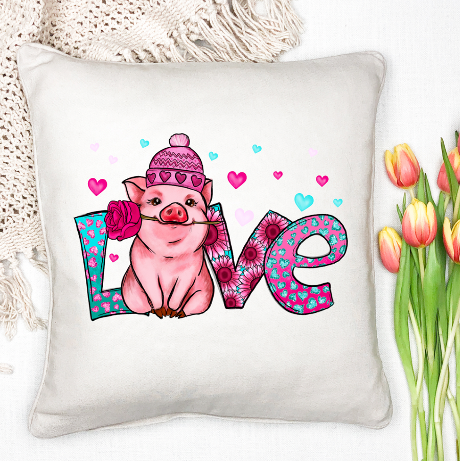 Valentine Love Piggy Pillow Case