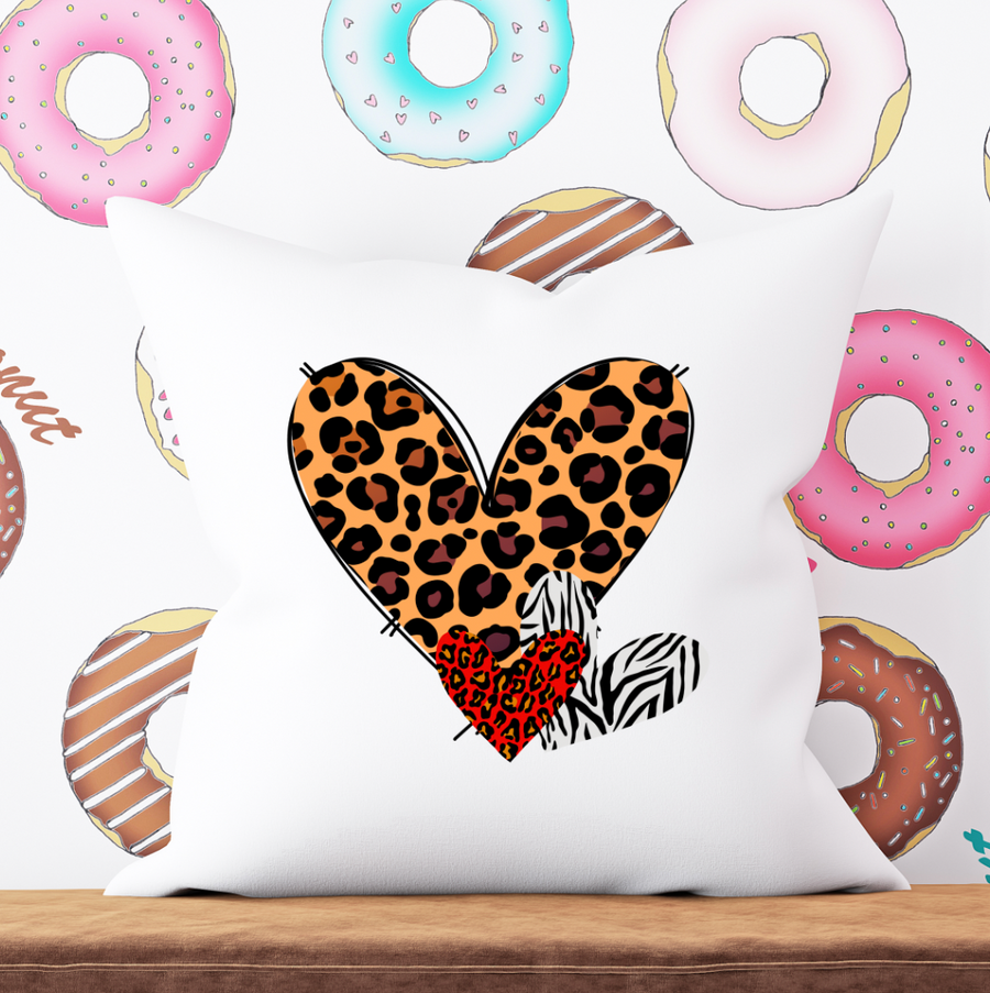 Leopard Valentine Hearts Pillow Case