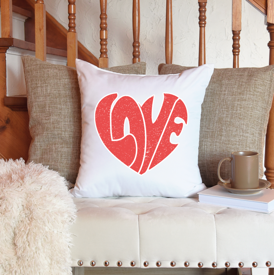 Retro Love Heart Pillow Case