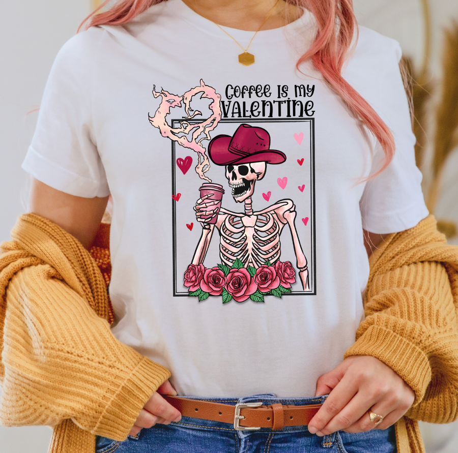 Skeleton Coffee Is My Valentine Unisex T-shirt