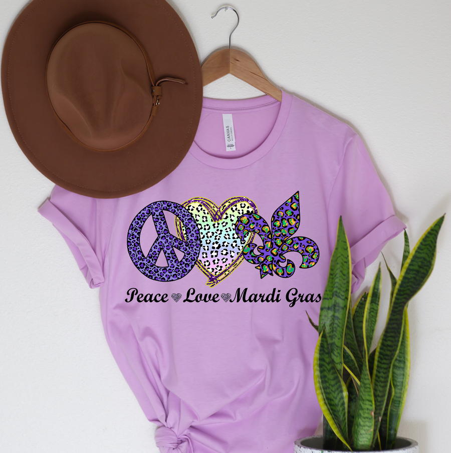 Peace Love Mardi Gras Unisex T-shirt