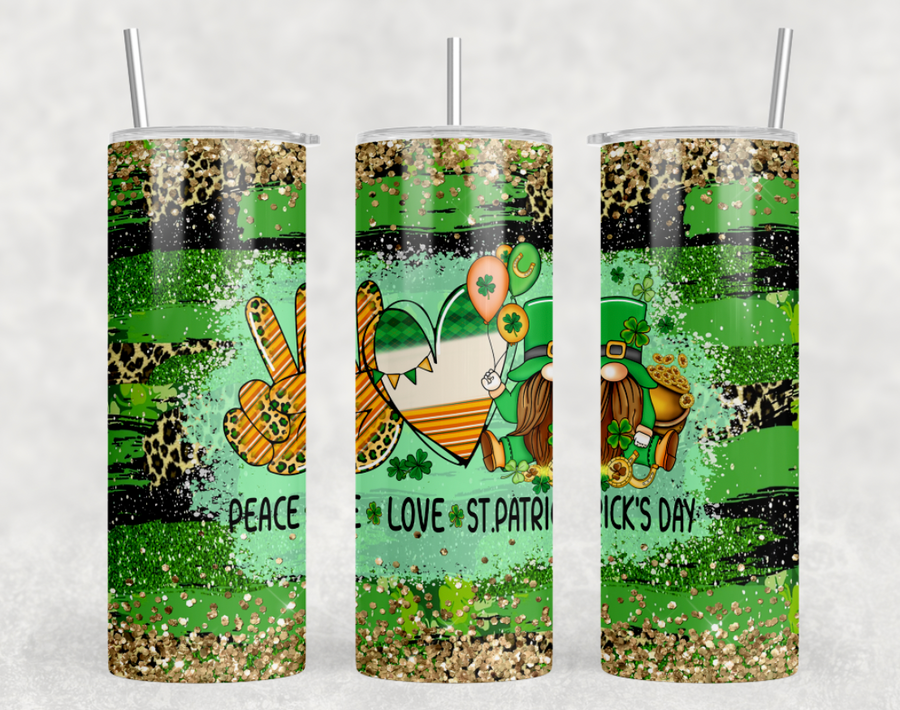 Peace Love St.Patrick's Day 20oz Skinny Tumbler