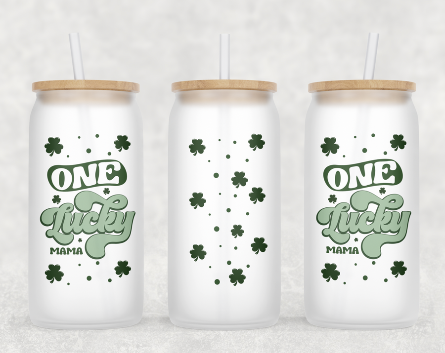 One Lucky Mama Glass Can Tumbler