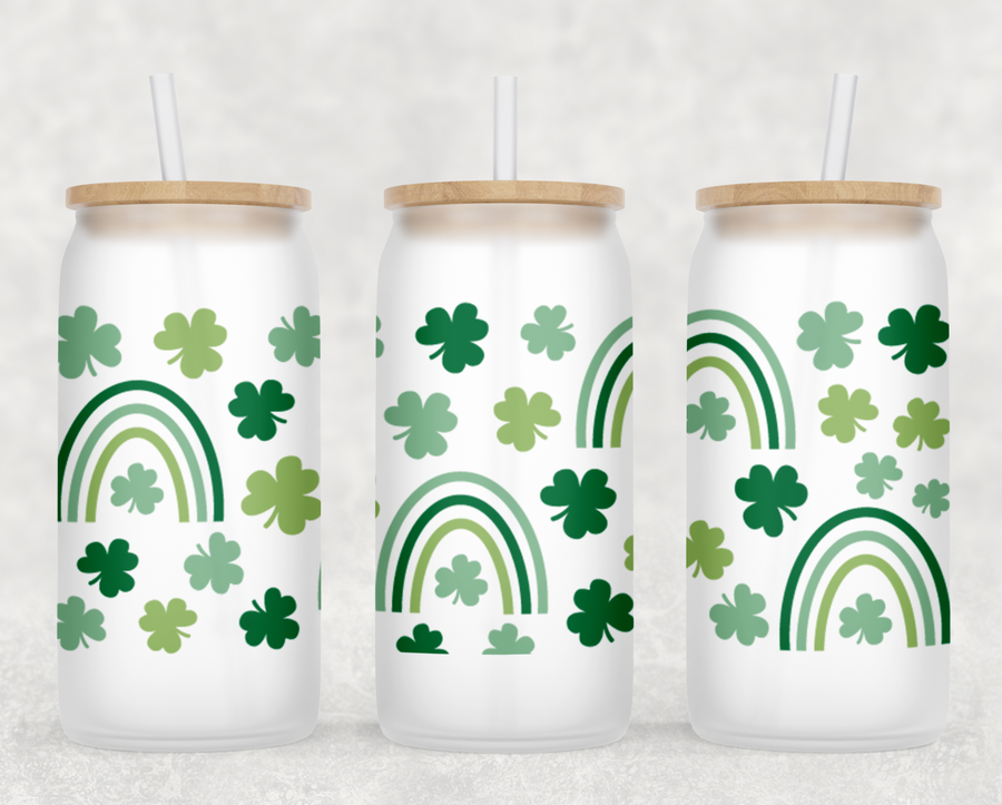 St. Patrick's Day Rainbows Glass Can Tumbler