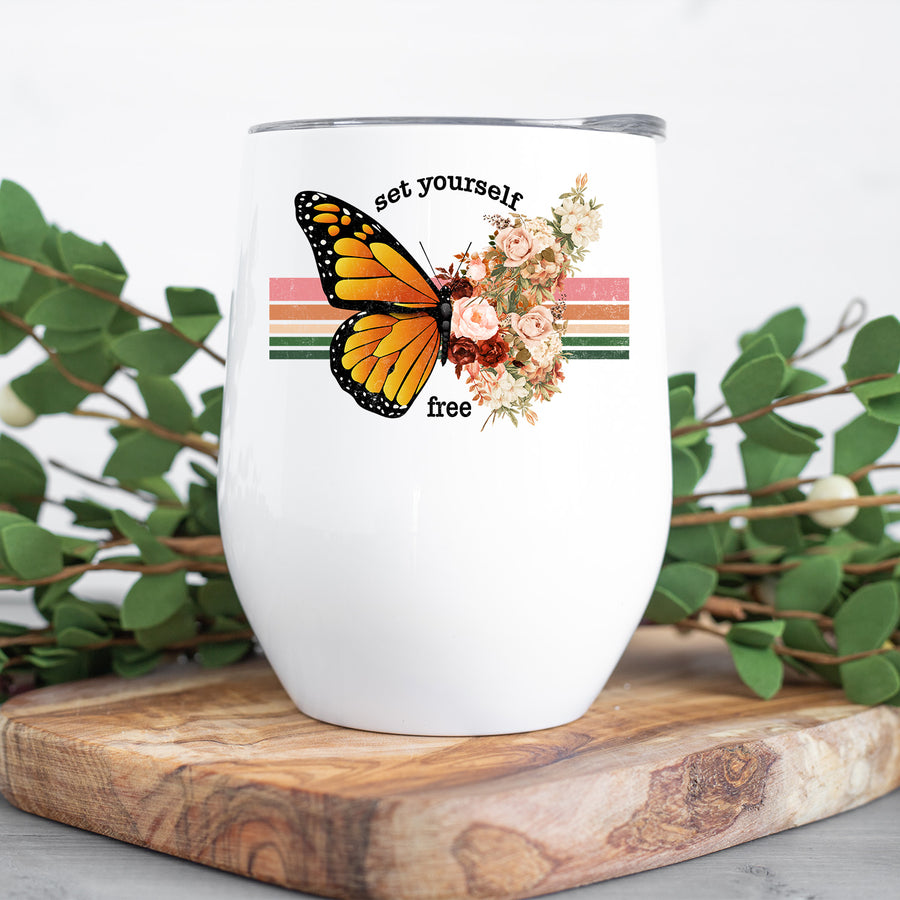 Set Yourself Free Butterfly Wine Tumbler