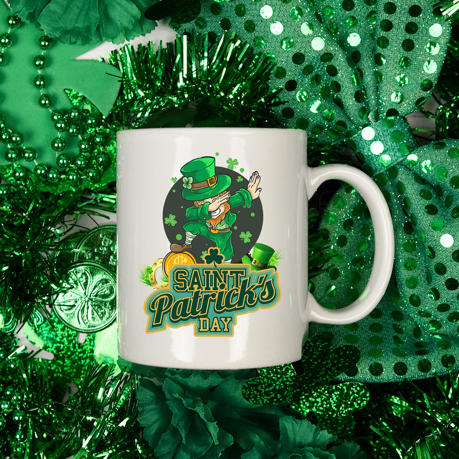 St. Patricks Day Dabbing Leprechaun 15oz Mug