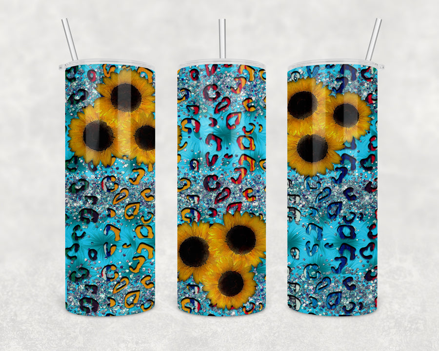 Sunflowers and Leopard Skinny Tumbler