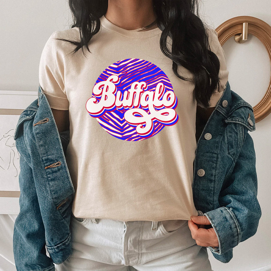 Retro Zubaz Buffalo Print T-shirt