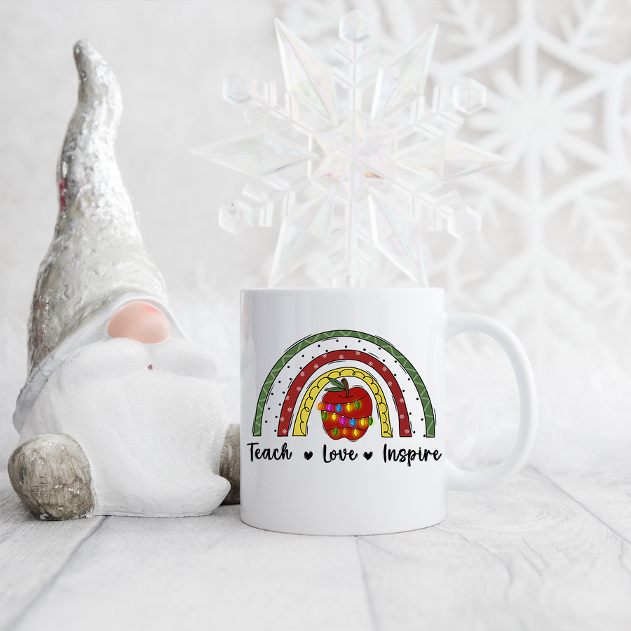 Teach Love Inspire Christmas Rainbow 15oz Mug