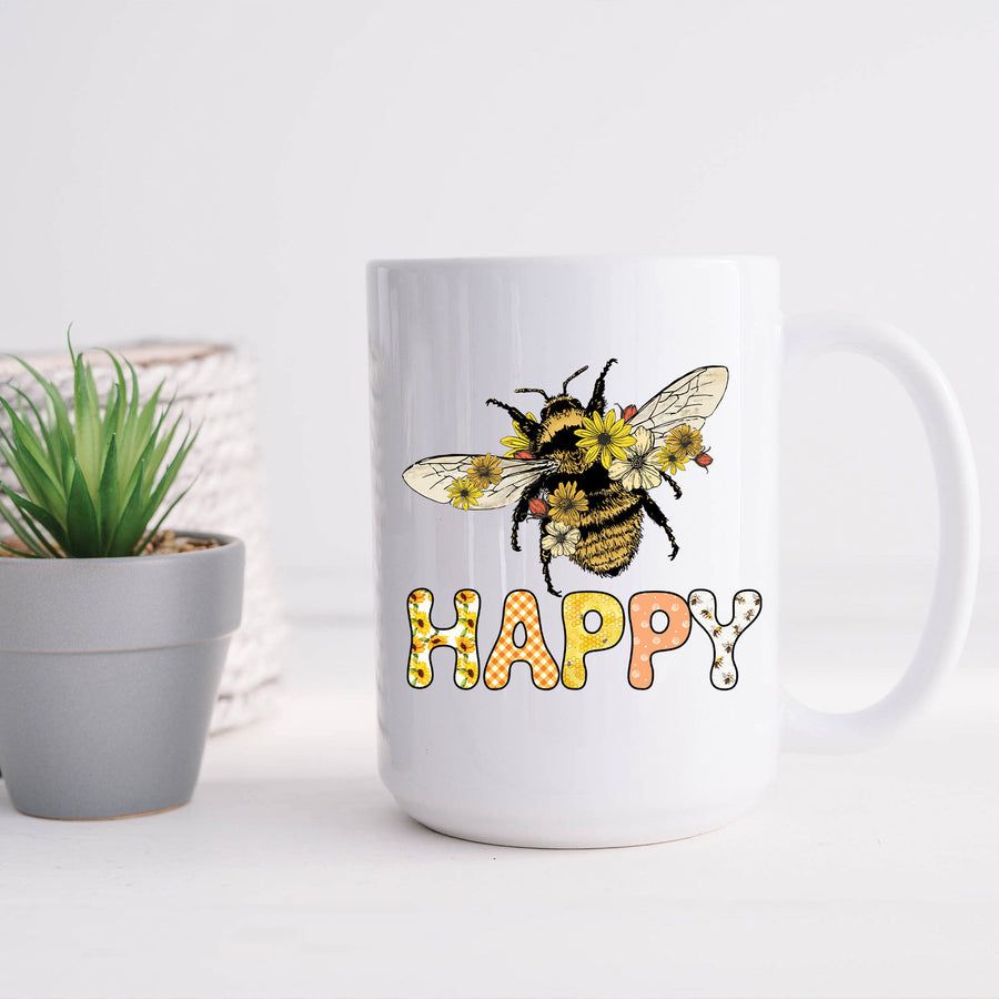 Vintage Bee Happy 15oz Mug