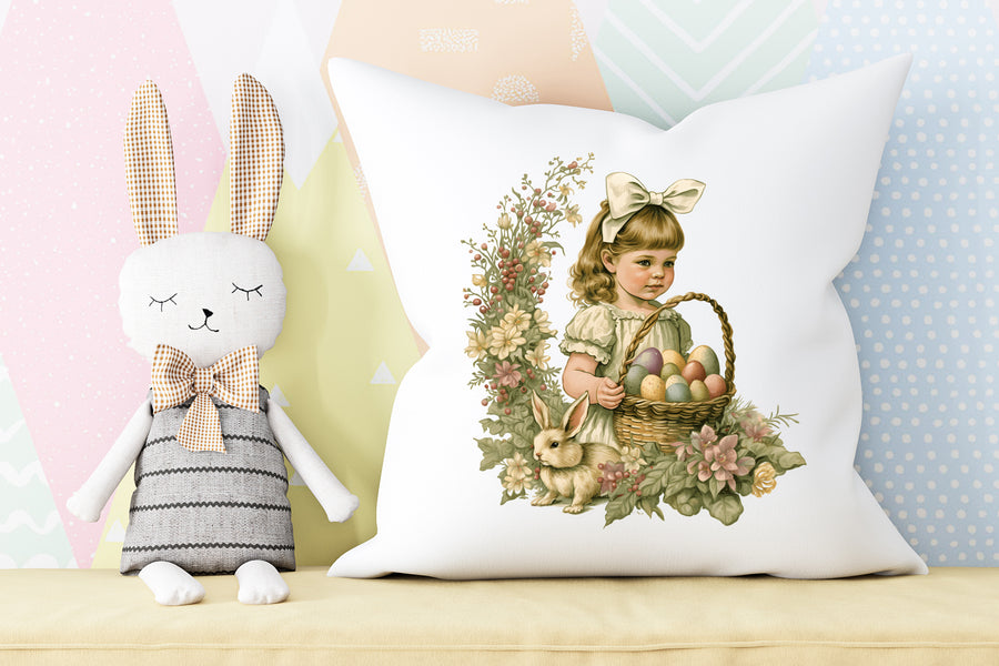 Vintage Doll Easter Pillow Case
