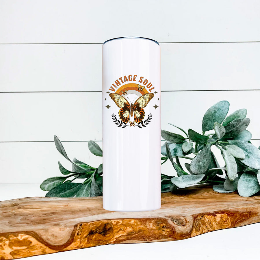 Vintage Soul Butterfly Skinny Tumbler