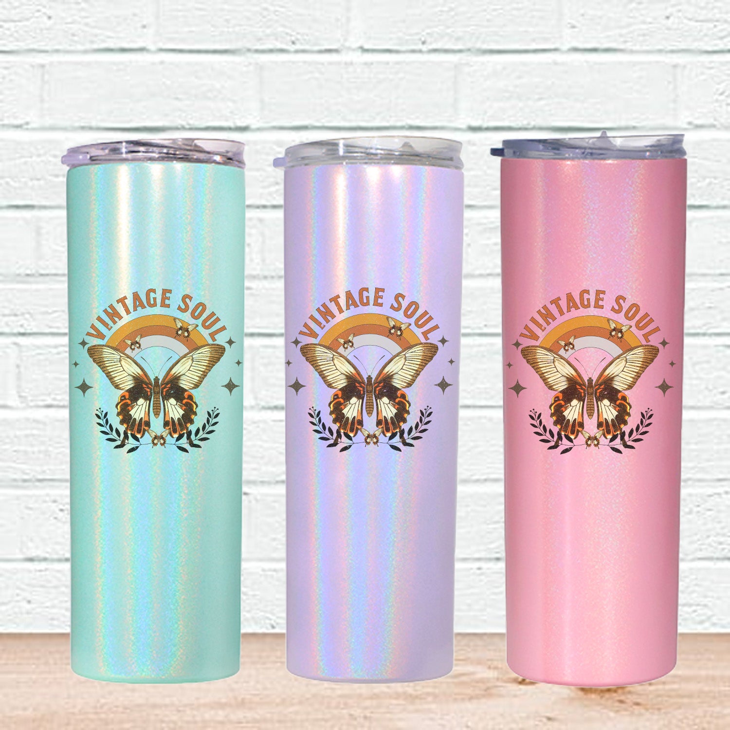 Vintage Soul Butterfly Skinny Tumbler