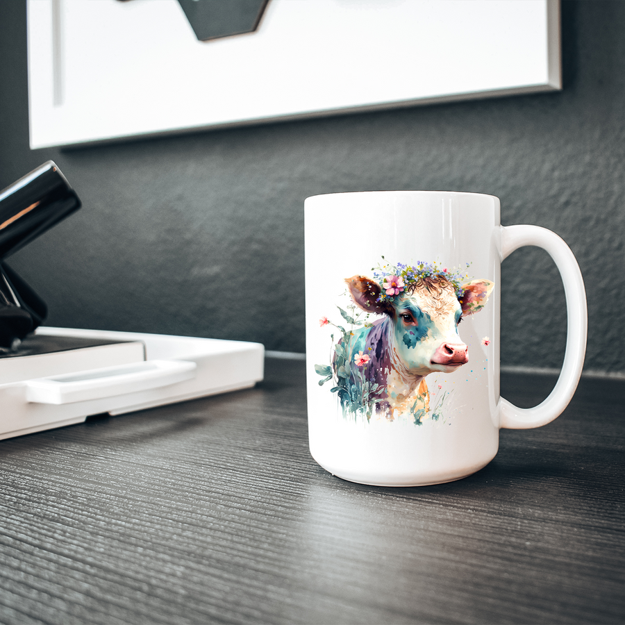 Watercolor Cow 15oz Mug
