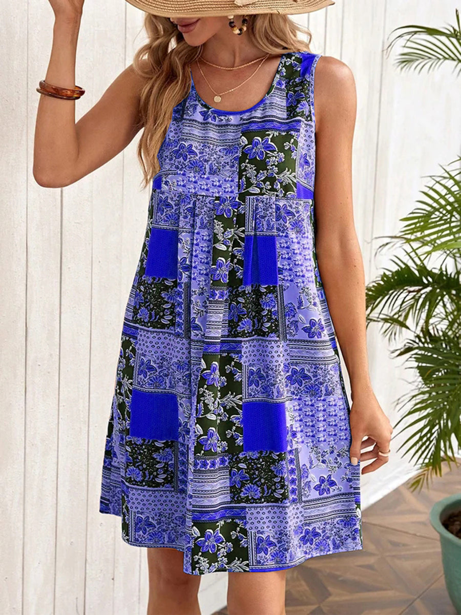 Printed Sleeveless Mini Dress