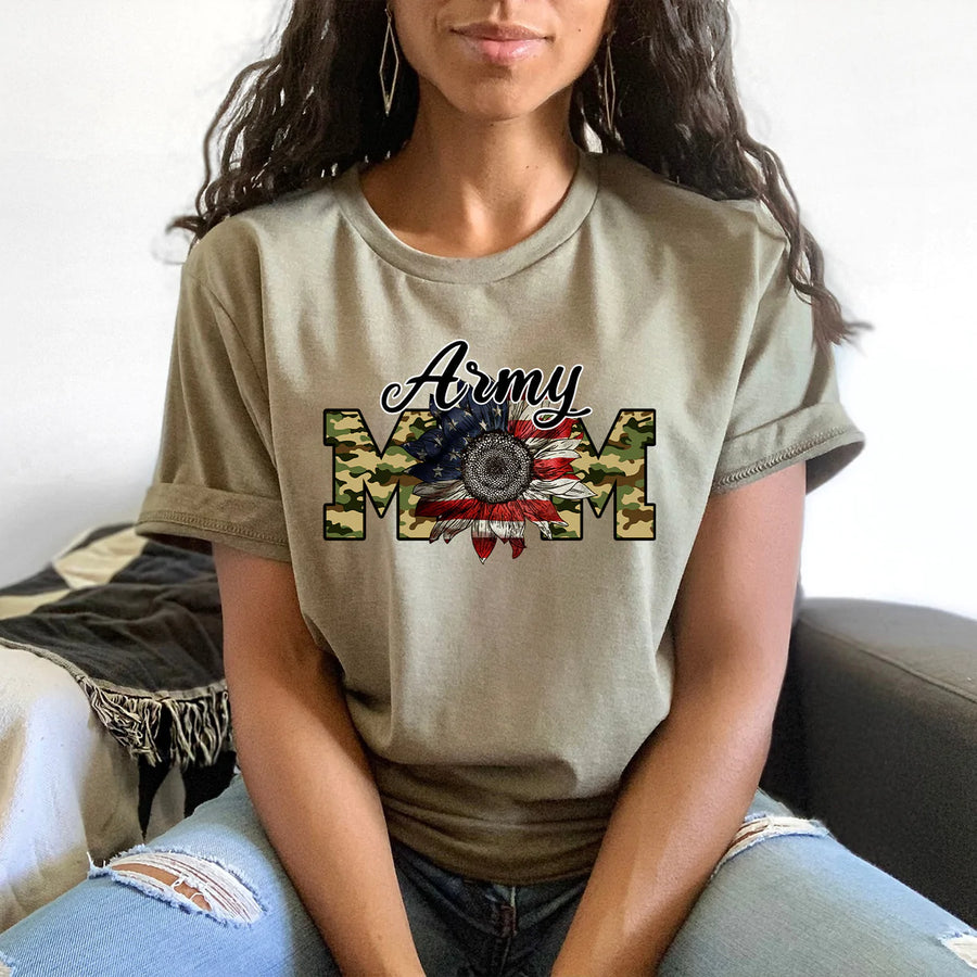 Army Mom Flag Flower Unisex T-shirt